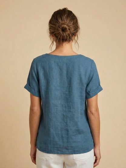 Grace Collection | Women's Linen Blouse with Button Detail | Stylish Summer Top for Effortless Outfits