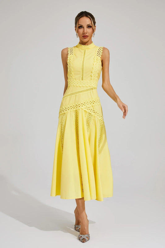 Hailey Collection | Women's Lace Midi Dress with Sleeveless Design | Elegant Wedding Guest Dress for Summer Occasions