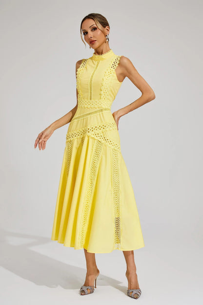 Hailey Collection | Women's Lace Midi Dress with Sleeveless Design | Elegant Wedding Guest Dress for Summer Occasions