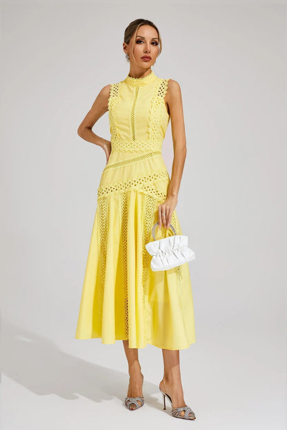 Hailey Collection | Women's Lace Midi Dress with Sleeveless Design | Elegant Wedding Guest Dress for Summer Occasions