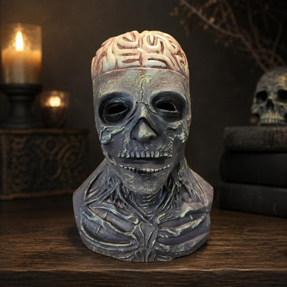 Skull Halloween Mask — Exposed Brain Detail Costume Face Cover 2