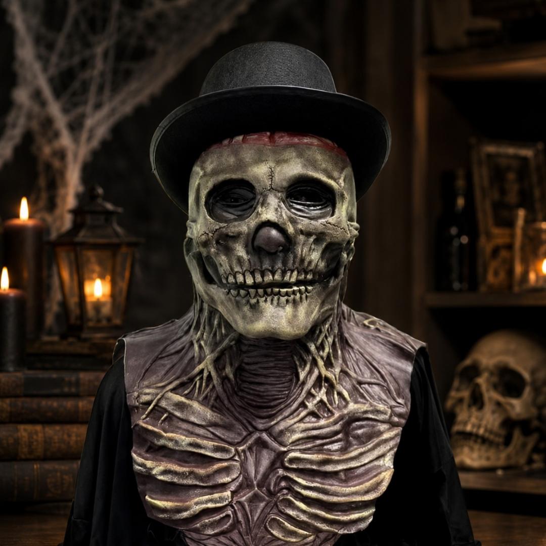 Skull Halloween Mask — Exposed Brain Detail Costume Face Cover 3