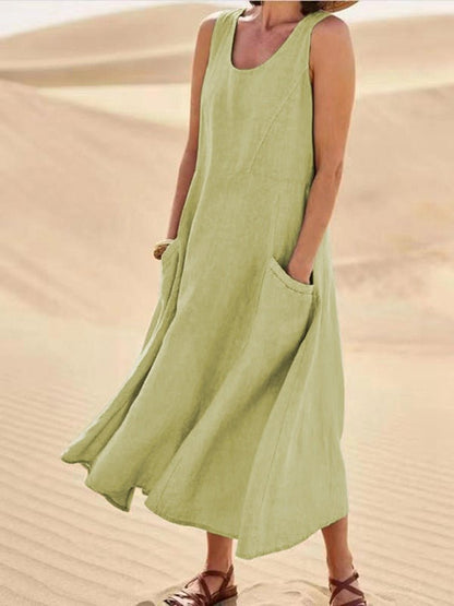 Hannah Collection | Women's Sleeveless Maxi Dress with Pockets | Effortless Summer Style