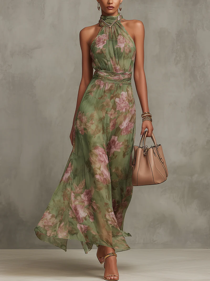 Haven | Summer Dresses for Women with Elegant Halter Neckline | Lightweight Floral Design for Effortless Style