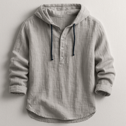Hudson Collection | Lightweight Cotton-Linen Hoodie Shirt with Adjustable Drawstring | Relaxed Fit for All-Day Comfort