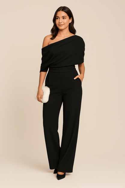 Jovina Collection | Women's Elegant Jumpsuit with Adjustable Tie Waist | Flowy Wide-Leg Design for Effortless Style