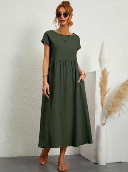 Kaitlyn | Women's Midi Dress with Pockets & Short Sleeves | Effortless Summer Style