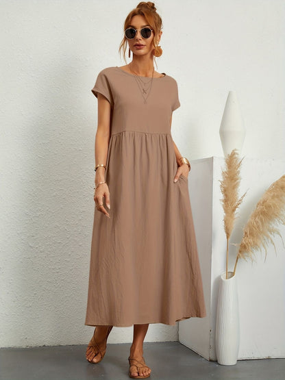Kaitlyn | Women's Midi Dress with Pockets & Short Sleeves | Effortless Summer Style