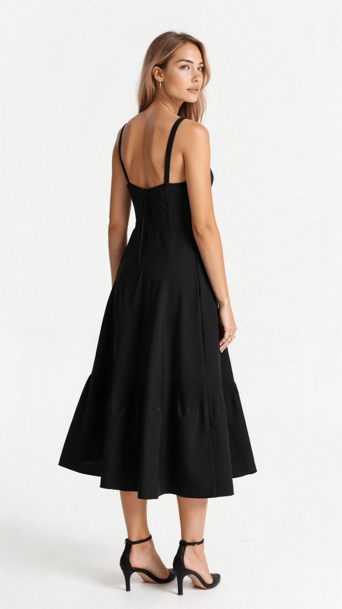 Kiana Collection | White Midi Dress with Fitted Bodice & Elegant Design | Timeless Style for Any Occasion