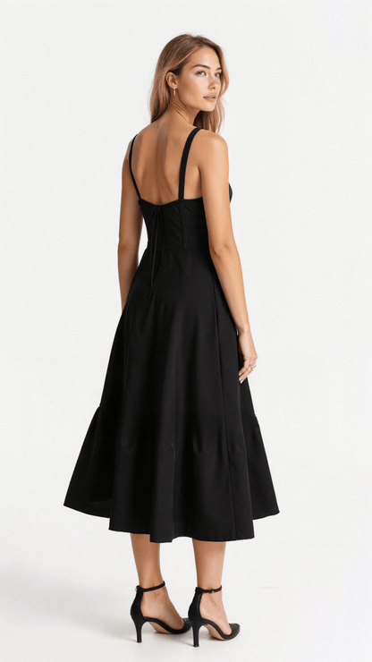 Kiana Collection | White Midi Dress with Fitted Bodice & Elegant Design | Timeless Style for Any Occasion