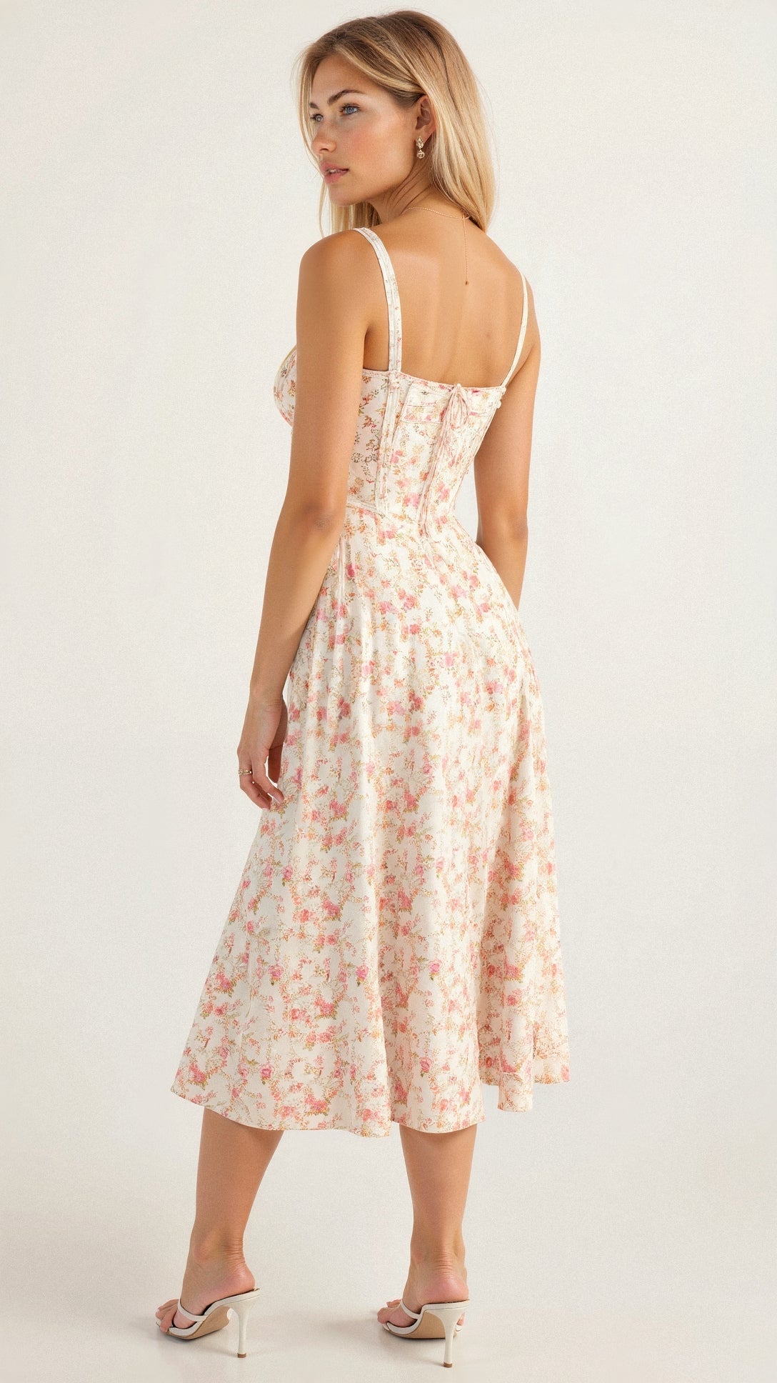 Kiana Collection | White Midi Dress with Fitted Bodice & Elegant Design | Timeless Style for Any Occasion