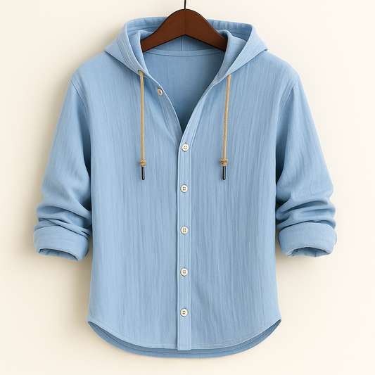 Langford | Hooded Flannel Shirt Jacket with Adjustable Drawstring Hood | Lightweight Layer for Versatile Comfort