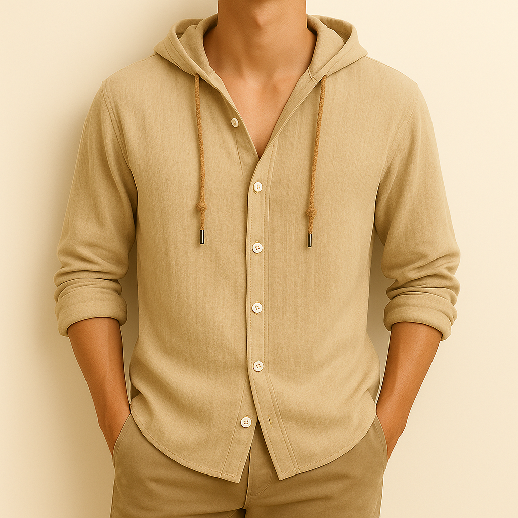 Langford | Hooded Flannel Shirt Jacket with Adjustable Drawstring Hood | Lightweight Layer for Versatile Comfort