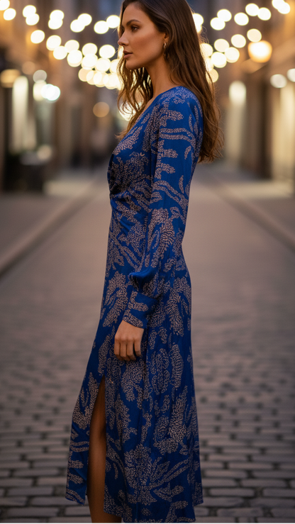 Lara Collection | Elegant Midi Dress with V-Neck Design | Luxurious Style for Any Occasion