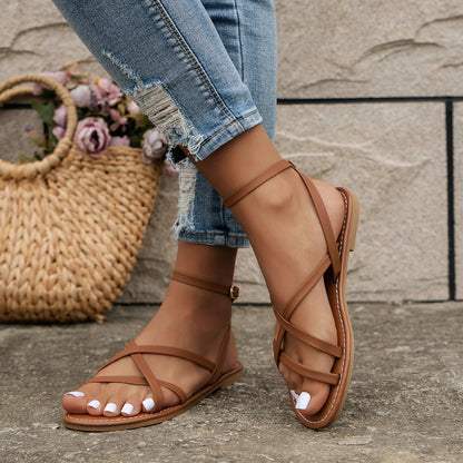 Layla | Strappy Flat Sandals for Women with Secure Ankle Strap | Stylish Footwear for Summer Outings