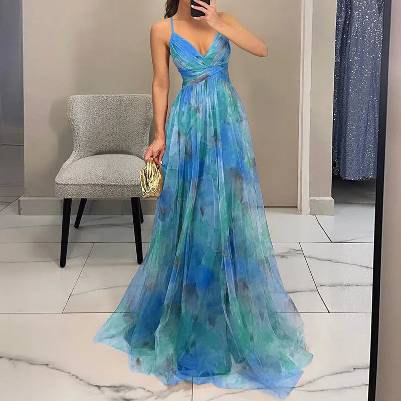 Lily Collection | Women's Floral Maxi Dress with Adjustable Fit | Elegant Chiffon for Wedding Guest or Summer Events