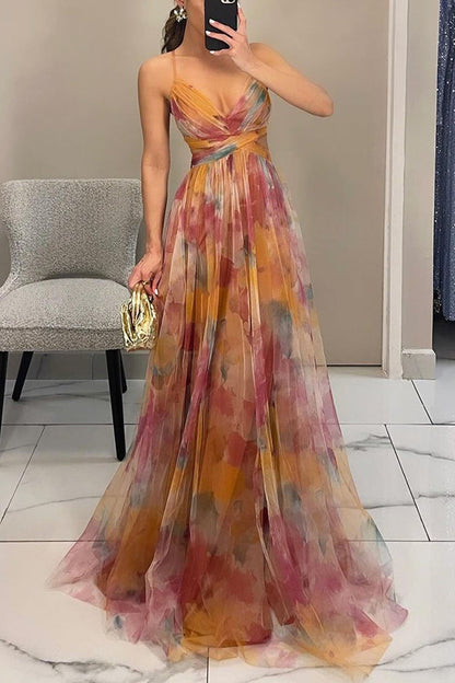 Lily Collection | Women's Floral Maxi Dress with Adjustable Fit | Elegant Chiffon for Wedding Guest or Summer Events