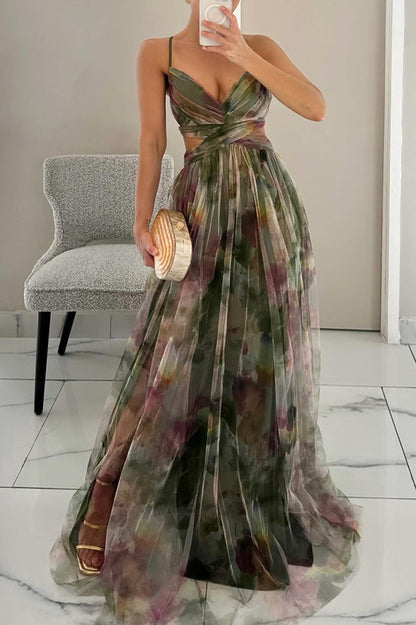 Lily Collection | Women's Floral Maxi Dress with Adjustable Fit | Elegant Chiffon for Wedding Guest or Summer Events