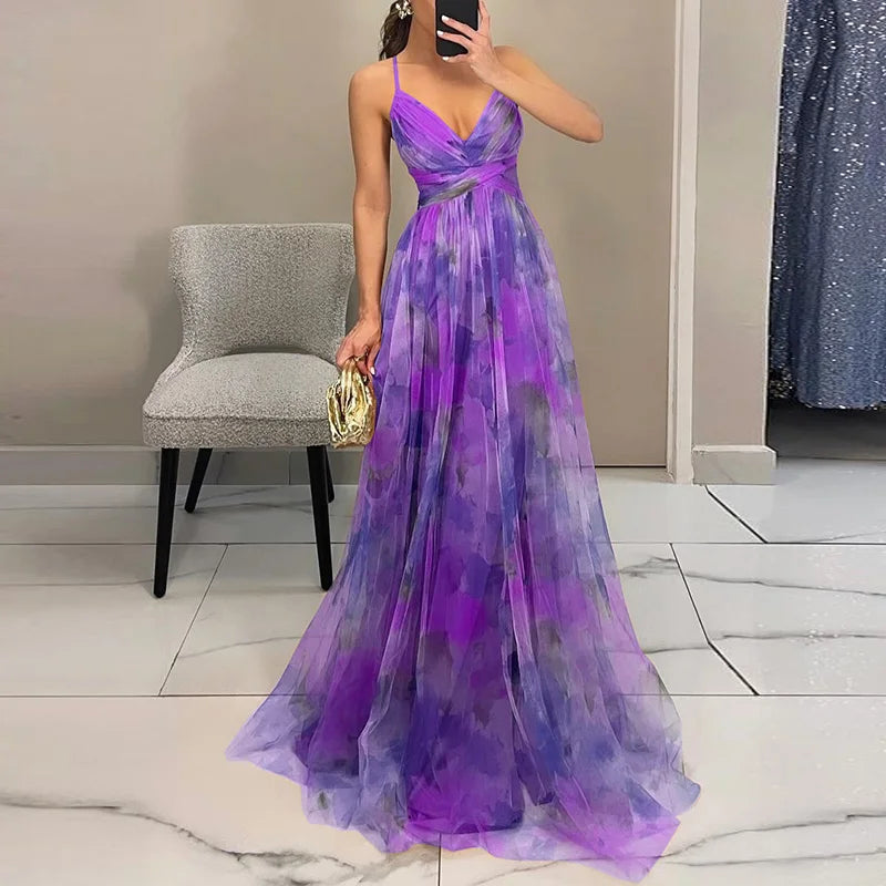 Lily Collection | Women's Floral Maxi Dress with Adjustable Fit | Elegant Chiffon for Wedding Guest or Summer Events