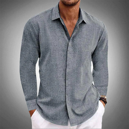 Linen Blend Men's Dress Shirt with Lightweight Breathable Fabric for All-Day Comfort