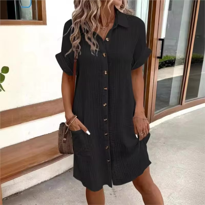Linen Shirt Dress | Women's Summer Dress with Pockets for Effortless Style