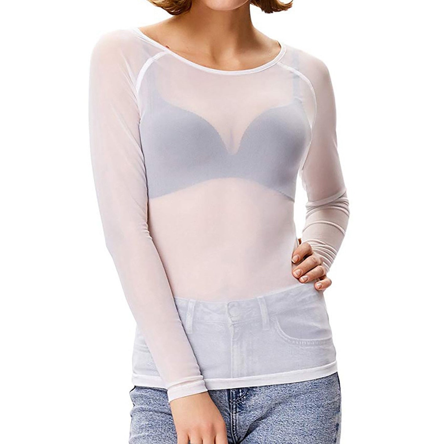 Luna Collection | Women's Blouse with Flattering Mesh Design | Versatile Long Sleeve Top for Everyday Elegance