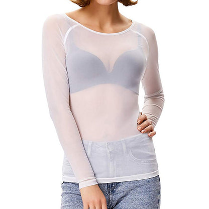 Luna Collection | Women's Blouse with Flattering Mesh Design | Versatile Long Sleeve Top for Everyday Elegance