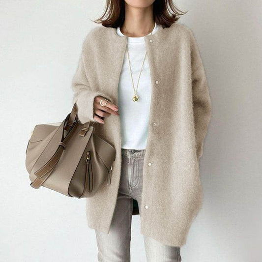 Luxe Wool Cardigan for Women with Suede Accents | Cozy Layering Piece for Ultimate Comfort