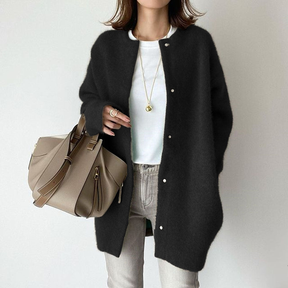 Luxe Wool Cardigan for Women with Suede Accents | Cozy Layering Piece for Ultimate Comfort