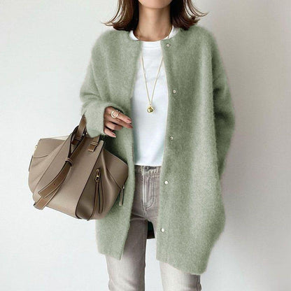 Luxe Wool Cardigan for Women with Suede Accents | Cozy Layering Piece for Ultimate Comfort