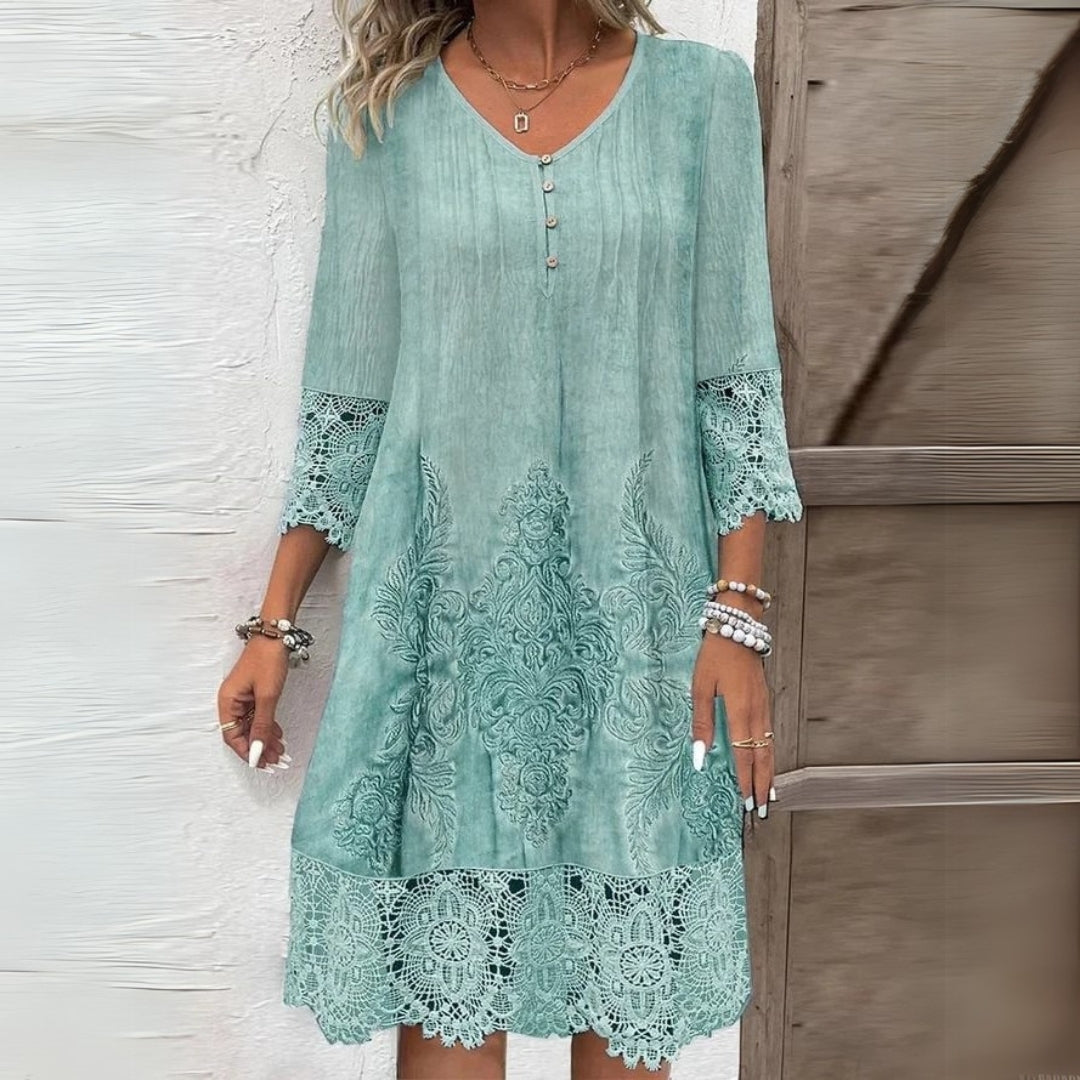 Jenna™ Floral Embroidered Midi Dress — Elegant & Breathable 2