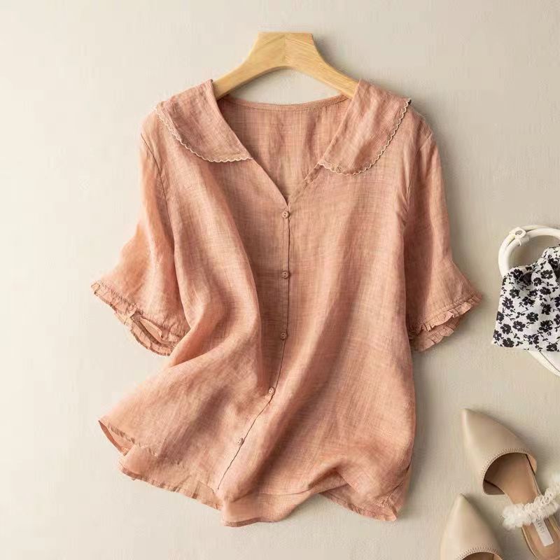 Kristi™ Vintage Blouse with Scalloped Collar & Button Detail 2