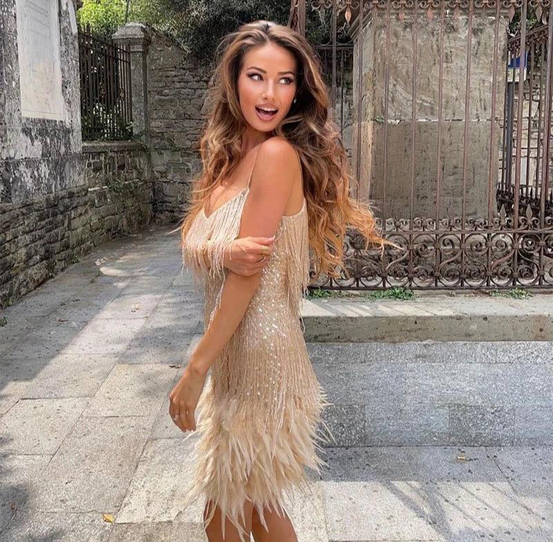 Margaret Collection | Women's Cocktail Dress with Fringe Feathers | Elegant Design for Unforgettable Nights