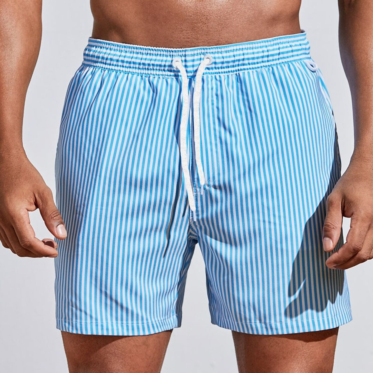 Maui Men's Swim Trunks with Adjustable Drawstring & Quick-Dry Fabric | Sporty Vertical Stripe Design for Beach Comfort