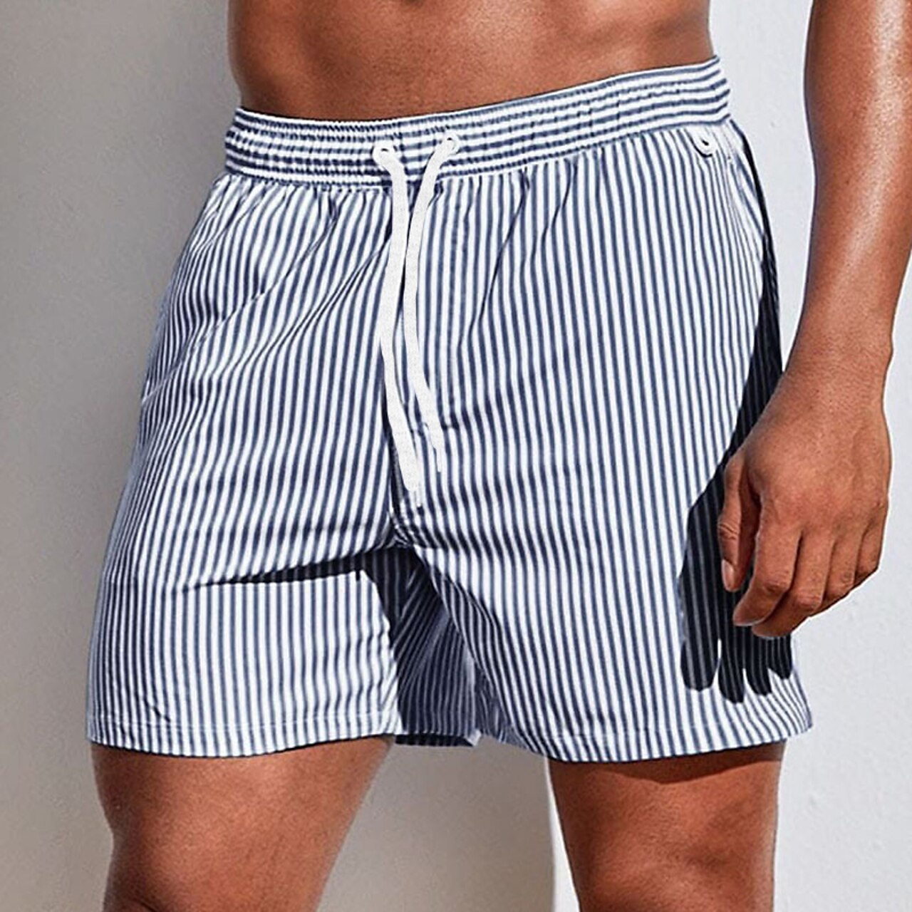 Maui Men's Swim Trunks with Adjustable Drawstring & Quick-Dry Fabric | Sporty Vertical Stripe Design for Beach Comfort