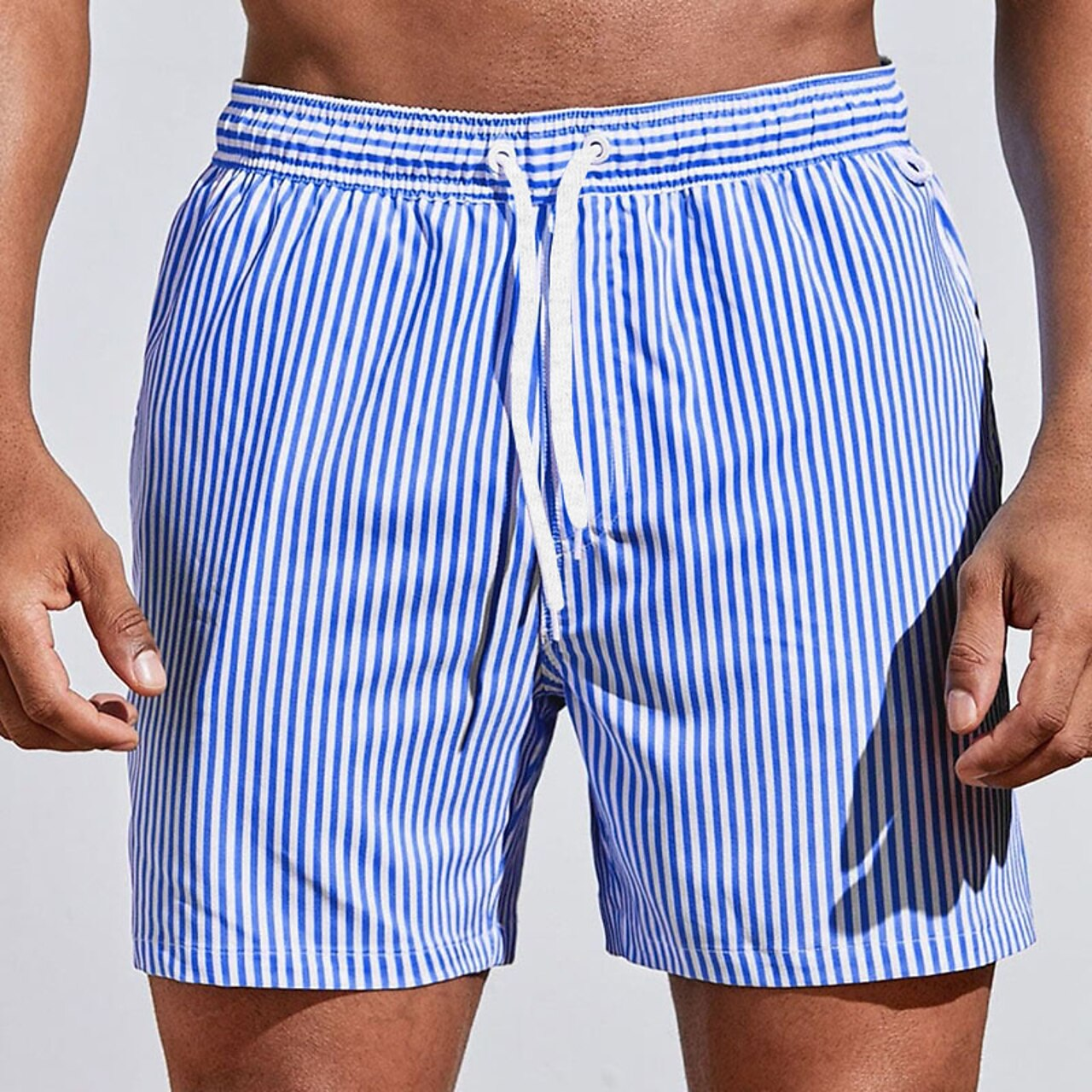 Maui Men's Swim Trunks with Adjustable Drawstring & Quick-Dry Fabric | Sporty Vertical Stripe Design for Beach Comfort