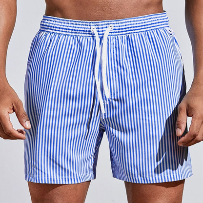 Maui Men's Swim Trunks with Adjustable Drawstring & Quick-Dry Fabric | Sporty Vertical Stripe Design for Beach Comfort