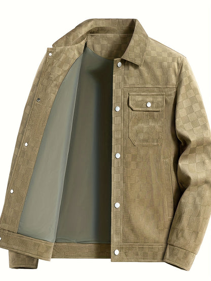 Mavrick Collection | Checkered Suede Jacket with Lightweight Design | Elegant Layering for Modern Style
