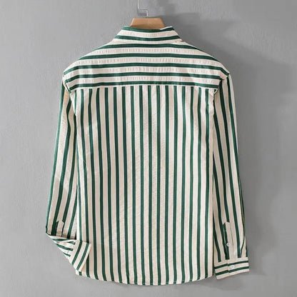 Men's Dress Shirt | Classic Striped Long Sleeve with Button-Up Design | Relaxed Fit for Effortless Style