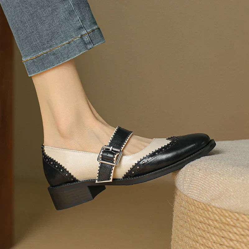 Miana Leather Mary Janes | Women's Shoes with Handcrafted Brogue Design | Timeless Comfort for Everyday Elegance