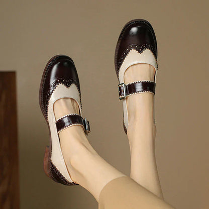 Miana Leather Mary Janes | Women's Shoes with Handcrafted Brogue Design | Timeless Comfort for Everyday Elegance