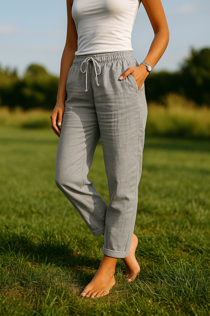 Monica | Women's Linen Pants with Elastic Waistband | Comfortable Fit for All-Day Style