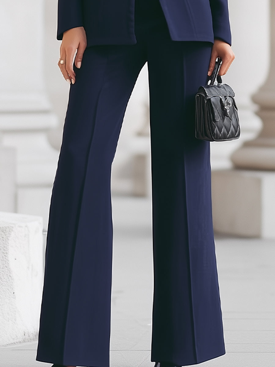 Mooyius | Formal Pant Suit for Women with High-Collar Blazer & Wide-Leg Trousers for Empowering Style