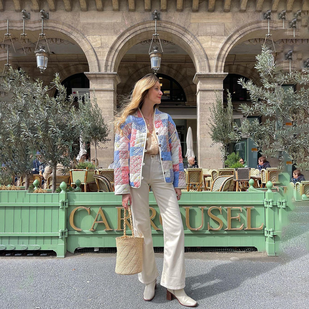 Women's Printed Relaxed Fit Jacket — Floral Geometric Spring 5
