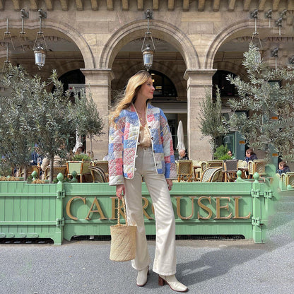 Women's Printed Relaxed Fit Jacket — Floral Geometric Spring 5