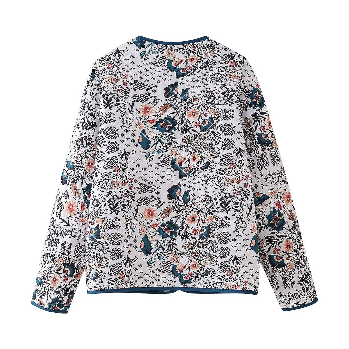 Women's Quilted Blouse Jacket — Mixed Floral-Ethnic Print 4