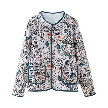 Women's Quilted Blouse Jacket — Mixed Floral-Ethnic Print 2