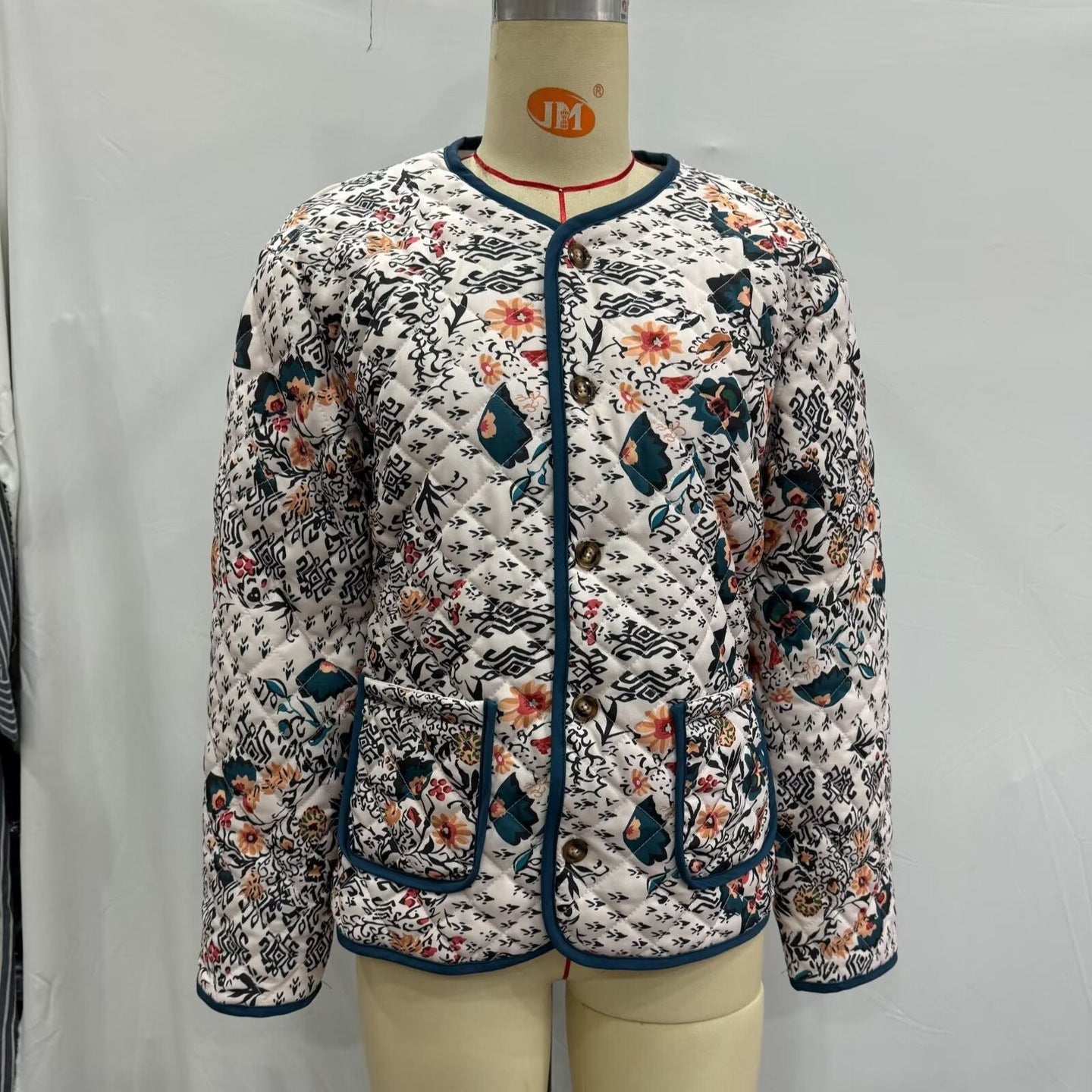Women's Quilted Blouse Jacket — Mixed Floral-Ethnic Print 3