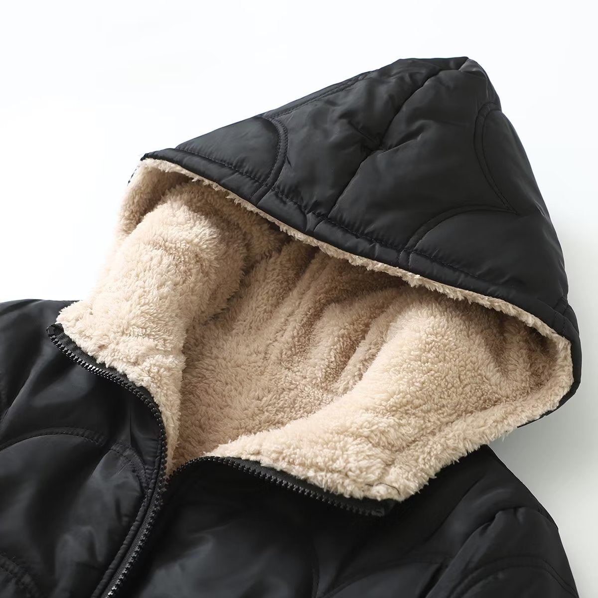 Women's Teddy-Lined Hooded Jacket — Zip-Up Wind Resistant 3