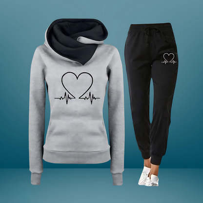 Women's Fleece Heartbeat Print Tracksuit Set — Cozy Two-Piece 6